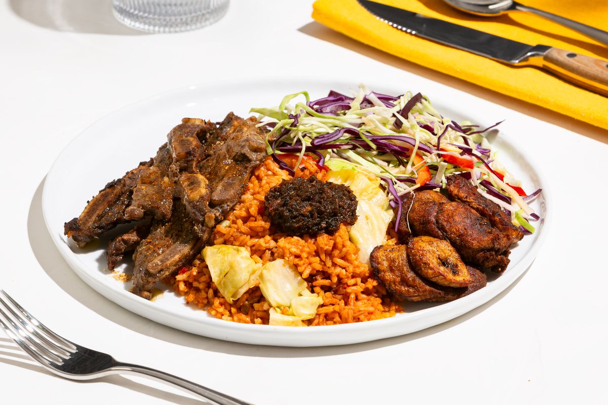 A plate of Ghanian food.