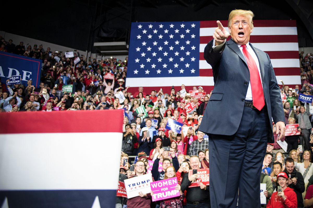 President Trump delivers remarks at a rally in Fort Wayne, Indiana on November 5, 2018.