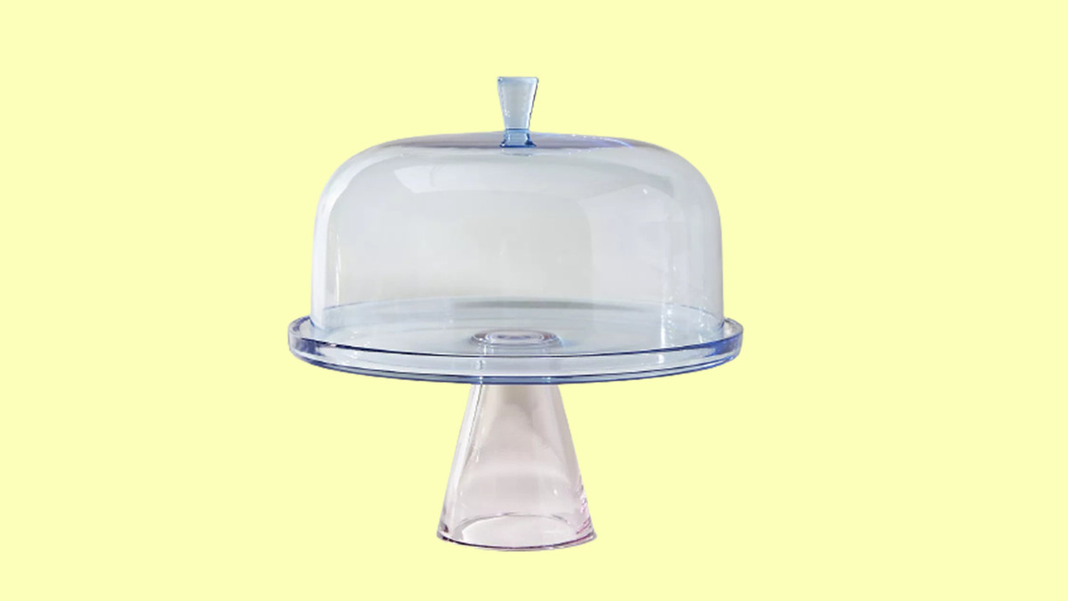 A glass cake stand 