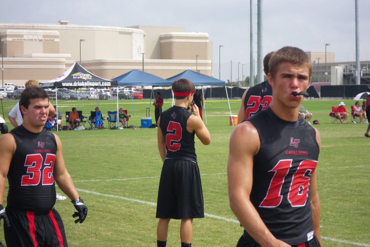 2011 Texas Tech commit and Lake Travis quarterback Michael Brewer (right) was sensational at the Texas 7-on-7 State Championship (photo by the author).