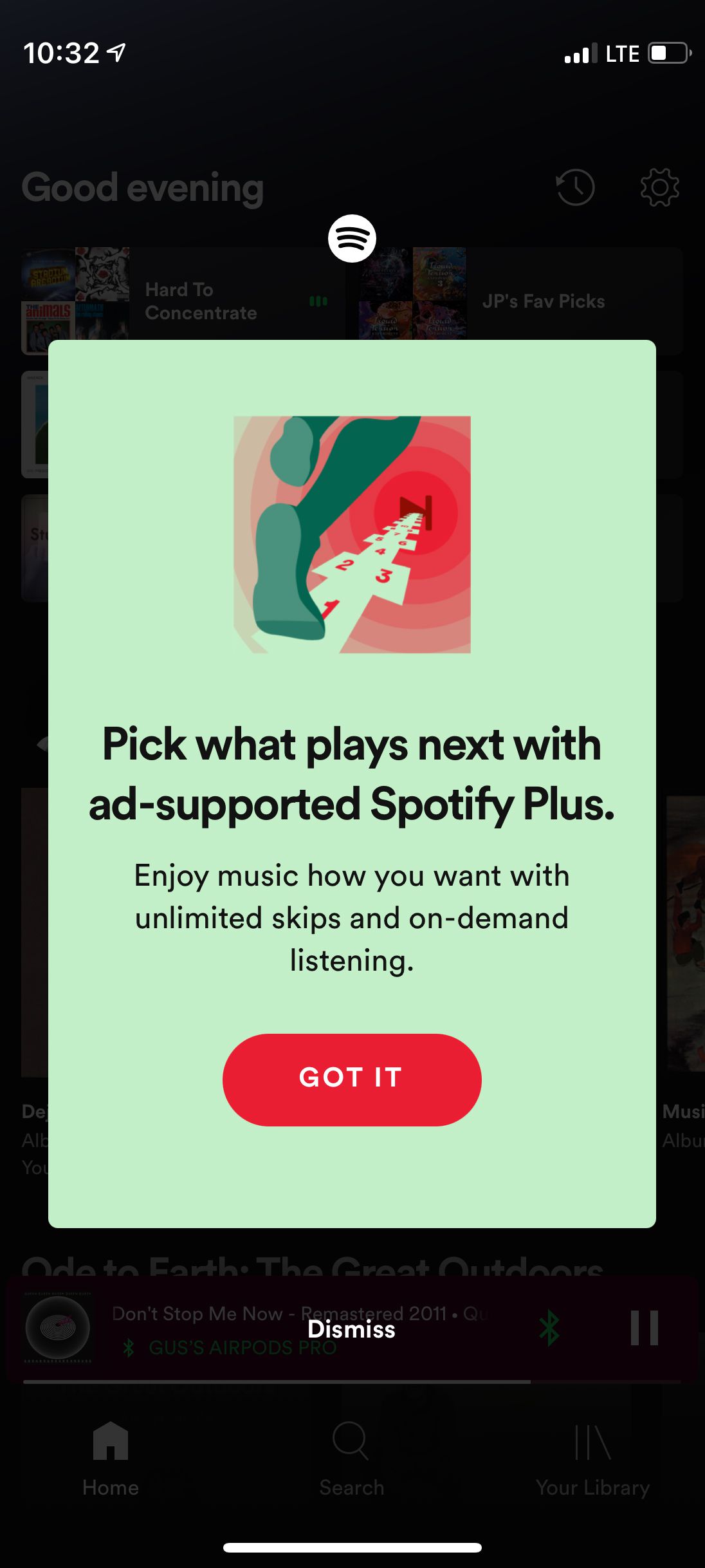 ​​​​​​​ In-app ads for the tier have also been appearing for some users.  Screenshot: Spotify