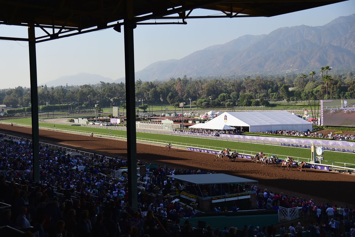 A general view of atmosphere during the Filly &amp; Mare Sprint race on day two of the 2016 Breeders’ Cup World Championships at Santa Anita Park on November 5, 2016 in Arcadia, California.