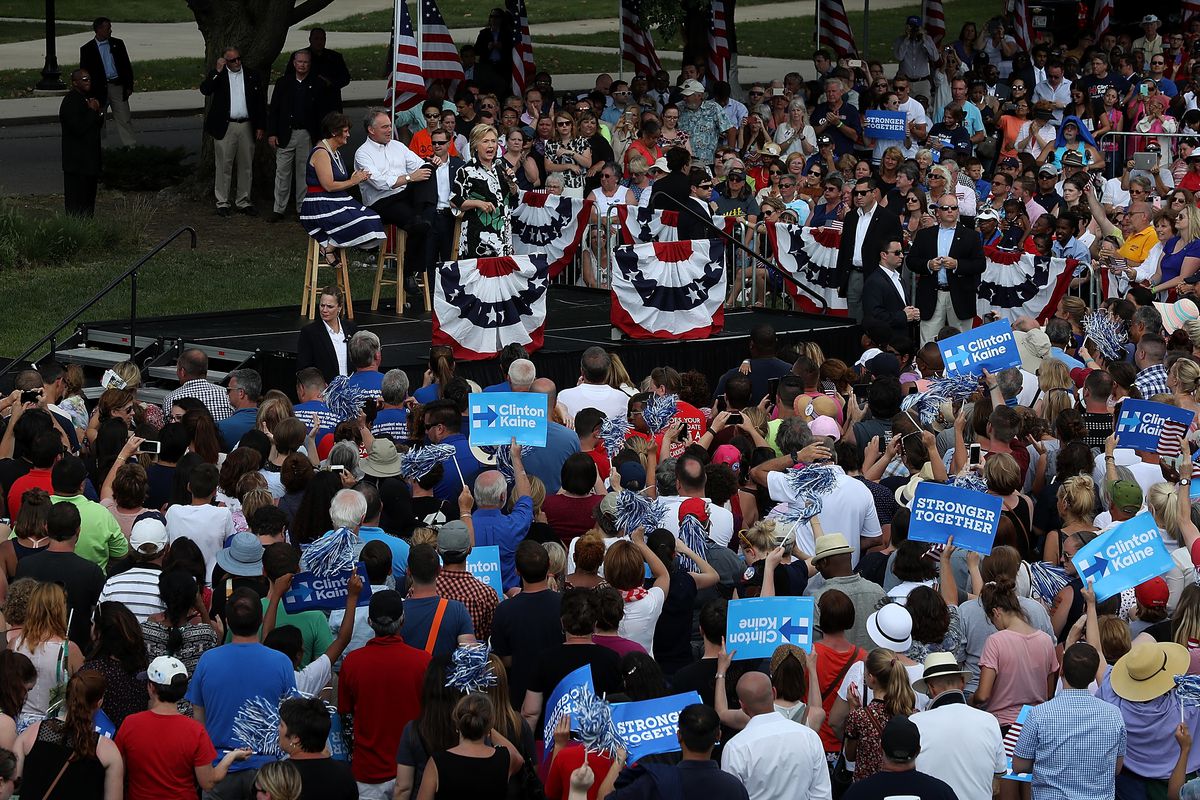Hillary Clinton speaking at a bus tour in Columbus, Ohio, on Monday. 