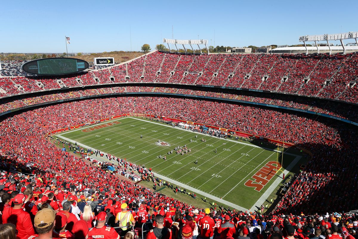 A general view of Arrowhead stadium during the game between the Denver Broncos and the Kansas City Chiefs 28, 2018 in Kansas City, Missouri.
