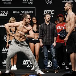 Markus Perez and James Bochnovic square off at UFC 224 weigh-ins.