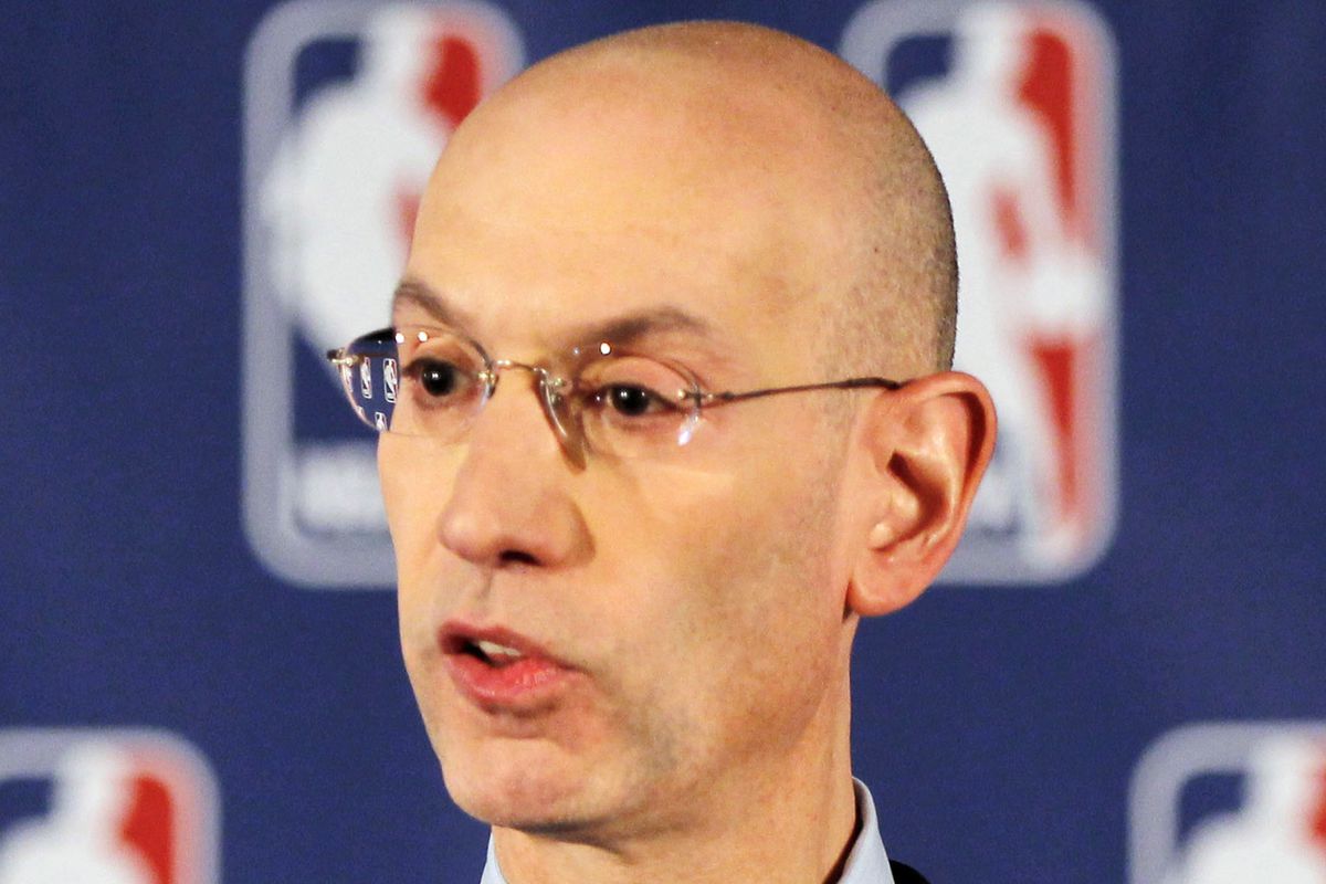 Apr 29, 2014; New York, NY, USA; NBA commissioner Adam Silver addresses the media regarding the investigation involving Los Angeles Clippers owner Donald Sterling (not pictured) at New York Hilton Midtown. 