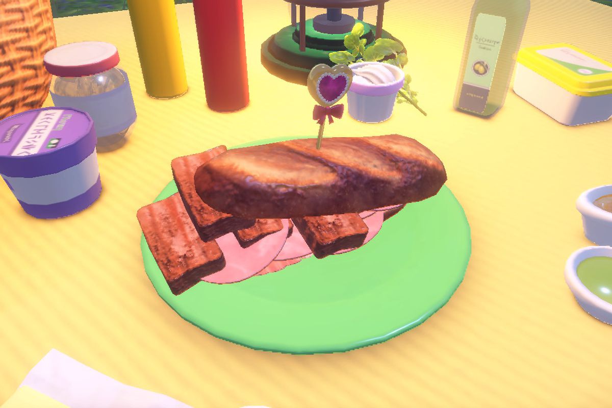 A sloppy bacon and ham sandwich in Pokémon Scarlet and Violet
