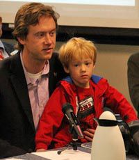 Sen. Mike Johnston brought his son to the hearing.