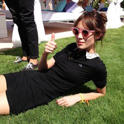 What's a style roundup without Alexa Chung? Here she is at last year's Lacoste bash wearing pretty pink shades and her signature Peter Pan collar.