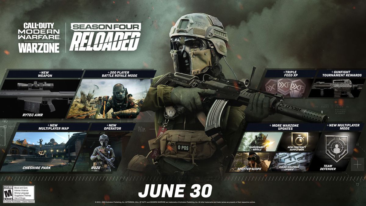 The roadmap of all the content coming to Call of Duty: Warzone in the season 4 reloaded patch