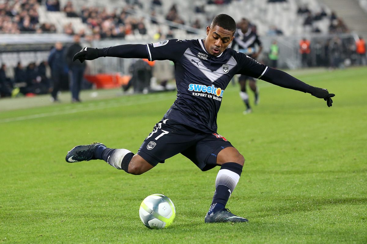 Malcom of Bordeaux in action during the Ligue 1 match between FC Girondins de Bordeaux and Montpellier Herault SC at Stade Matmut Atlantique on December 21, 2017 in Bordeaux, France.