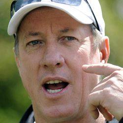 Buffalo Bills Hall of Fame quarterback Jim Kelly gestures during a press conference in Batavia, N.Y. , Monday June 3, 2013. Kelly says he has been diagnosed with cancer in his upper jaw bone and will have surgery on June 7. 