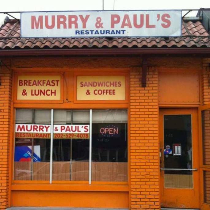 Orange brick exterior of 1960s-era breakfast joint Murry &amp; Paul’s.