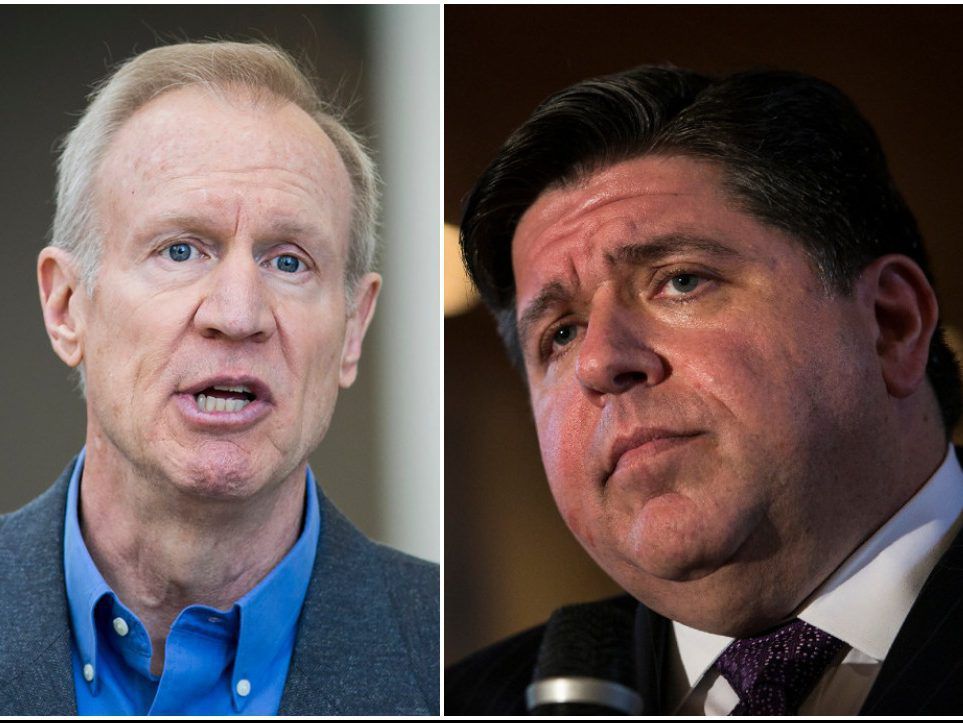 The gubernatorial race between Gov. Bruce Rauner (left) and Democratic rival J.B. Pritzker could become the most expensive race in American history. | Sun-Times photos