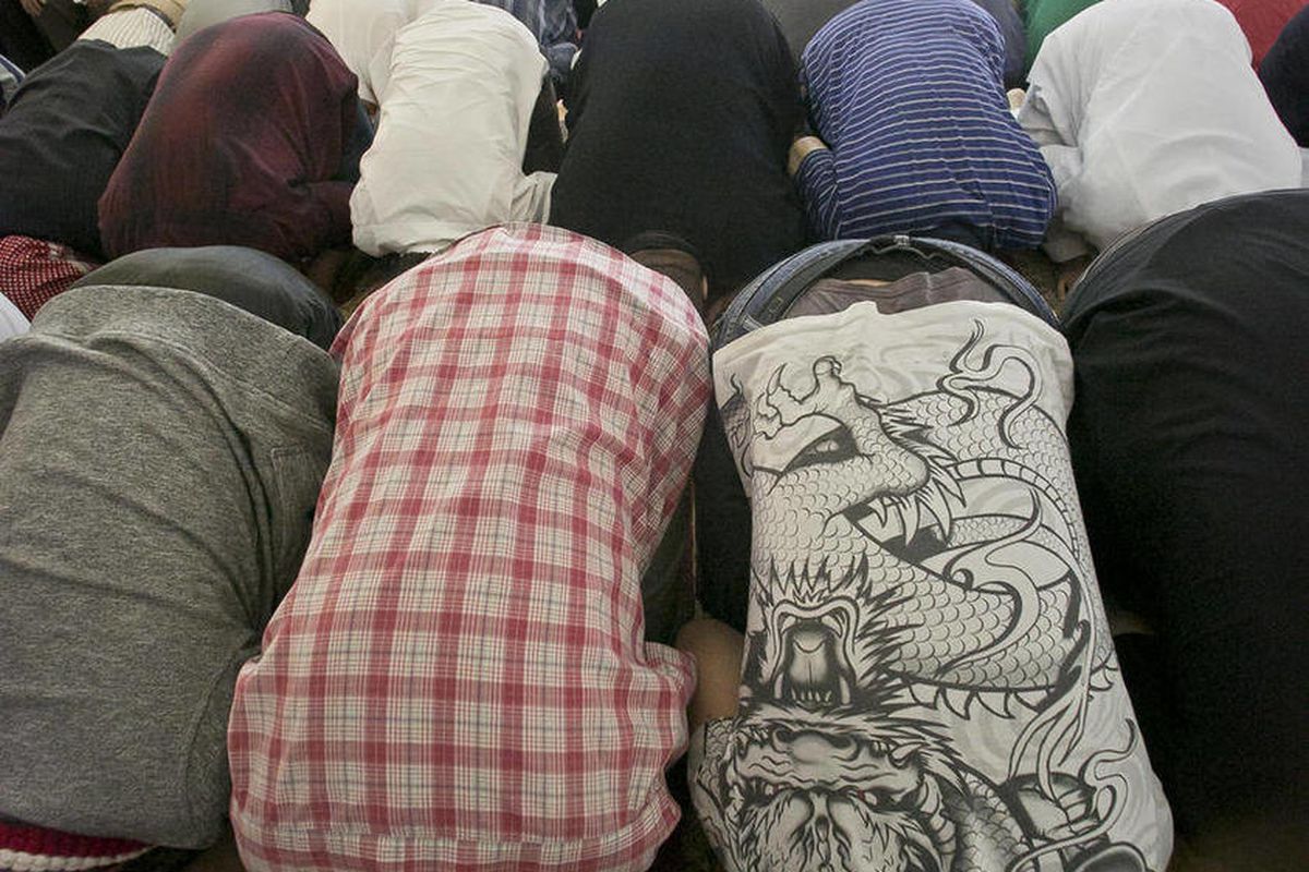 A Muslim congregation pray during  a Jumu'ah prayer service at the Islamic Society of Bay Ridge mosque on Friday, Aug. 16, 2013 in Brooklyn borough of New York.  The New York Police Department targeted this mosque as a part of  a terrorism enterprise inve