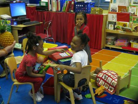 Pre-K students play at New Bridges Elementary.