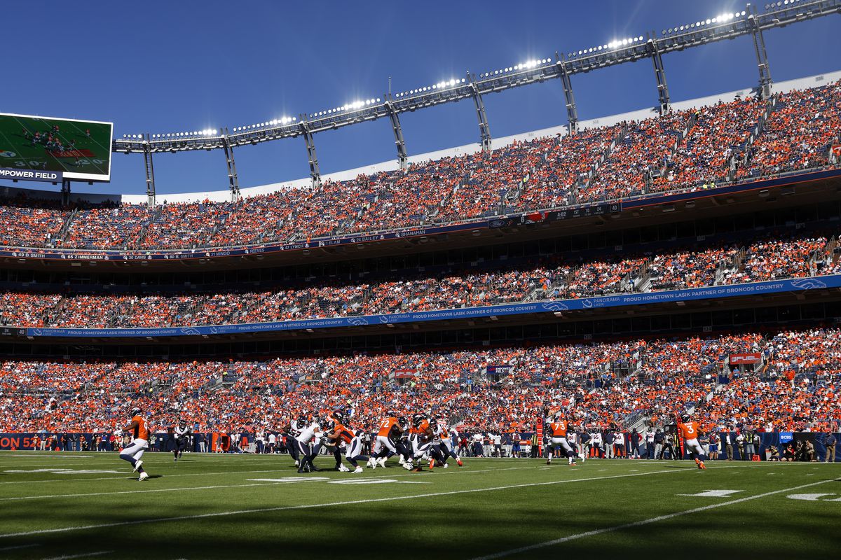 A general view of the game between the Denver Broncos and the Houston Texans at Empower Field At Mile High on September 18, 2022 in Denver, Colorado.