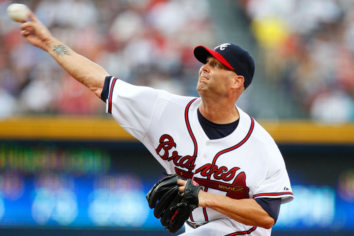 Tim Hudson was fantastic tonight, despite (or perhaps because of) facial expressions like this one.