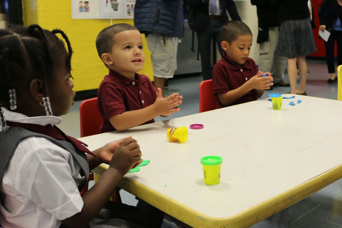 Students play in a 3-K class in 2017 at P.S. 277 in the Bronx, a school with five classrooms that need remediation for lead-based paint.