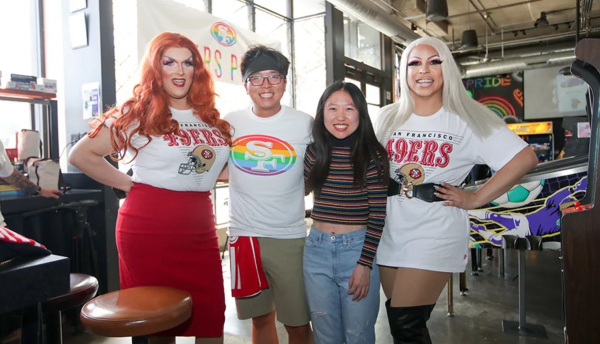 49ers Pride watch party with drag performers.