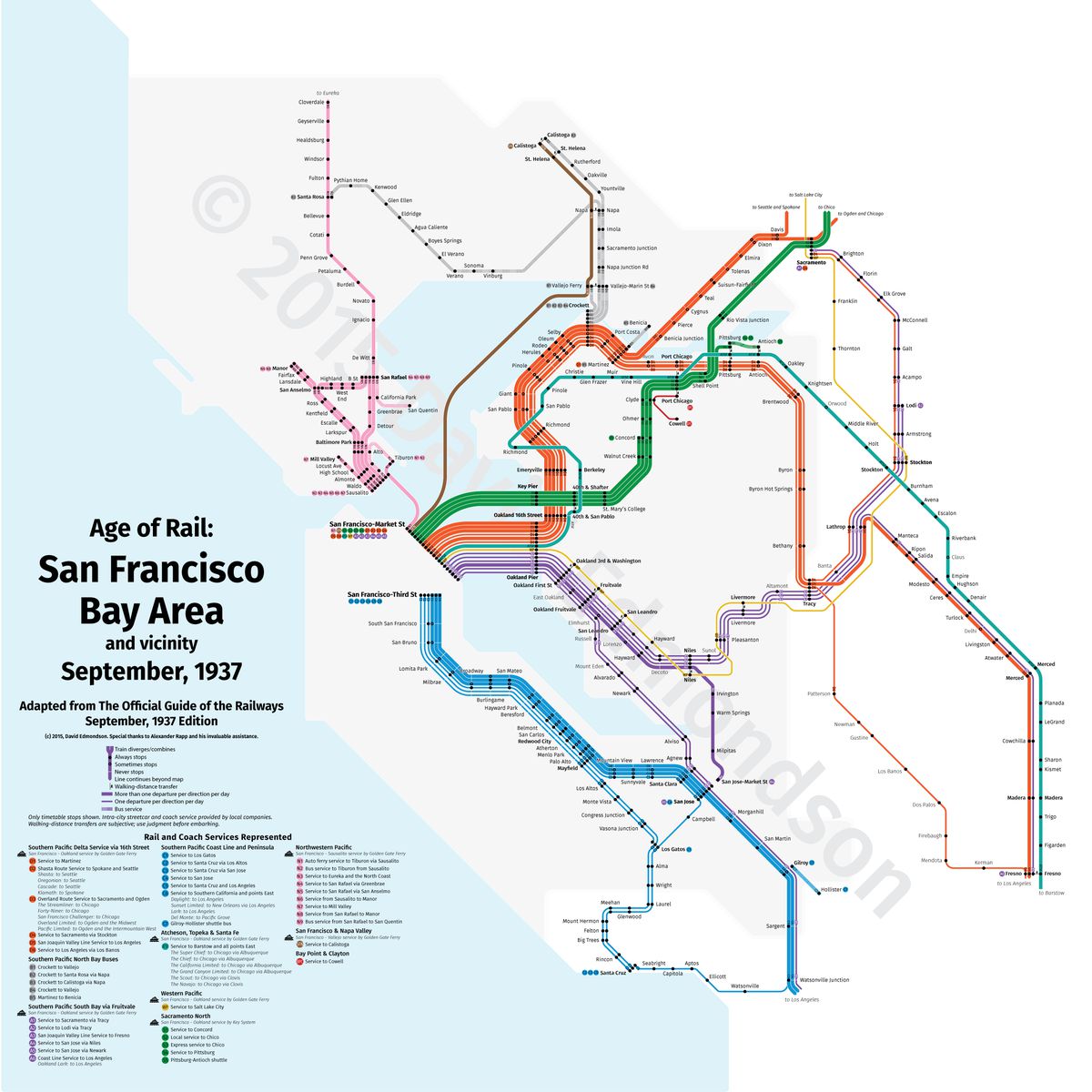 BART-style old trains of SF map.