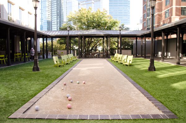 The bocce ball court outside Empire State South in Midtown Atlanta