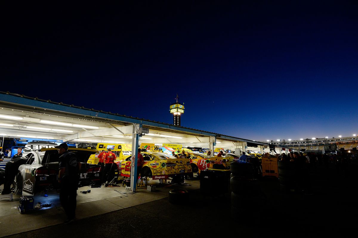 A general view of the garage after qualifying for the NASCAR Sprint Cup Series Can-Am 500 at Phoenix International Raceway on November 11, 2016 in Avondale, Arizona.