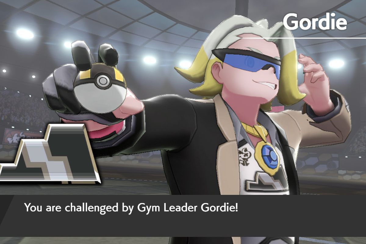Gordie, Circhester’s gym leader in Pokémon Sword, gets ready to battle