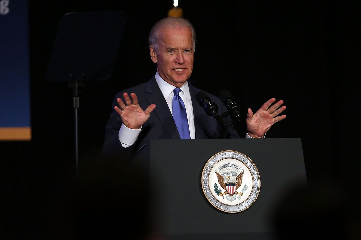 Vice President Joe Biden speaks at an event attended by New York Gov. Andrew Cuomo to unveil plans for new area infrastructure projects on July 27, 2015, in New York City.