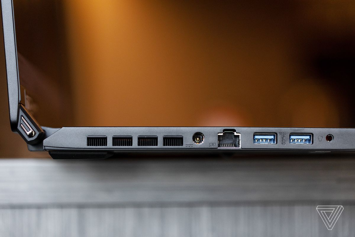 The ports on the left side of the MSI GS76 Stealth.