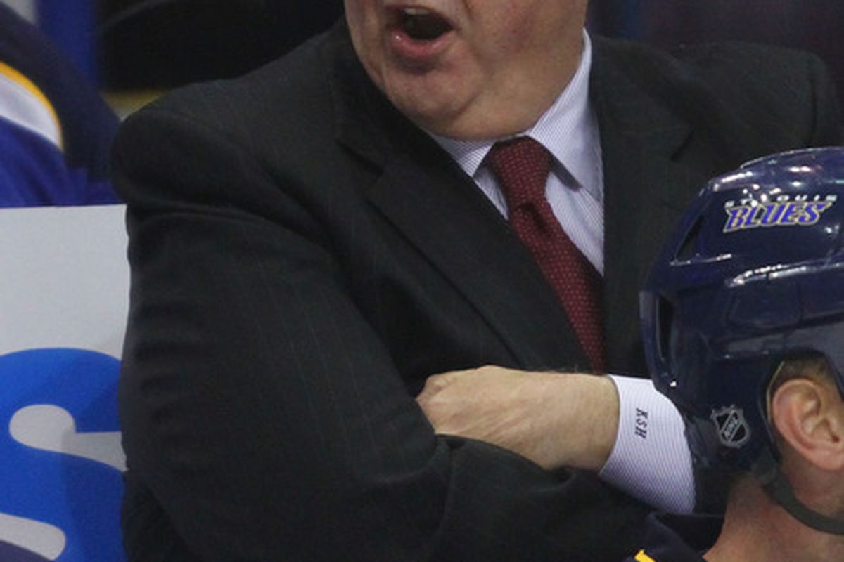 Blues coach Ken Hitchcock is not a former pro wrestling manager. We think.