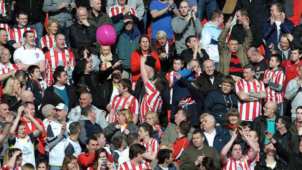 Sunderland supporters play with a beach