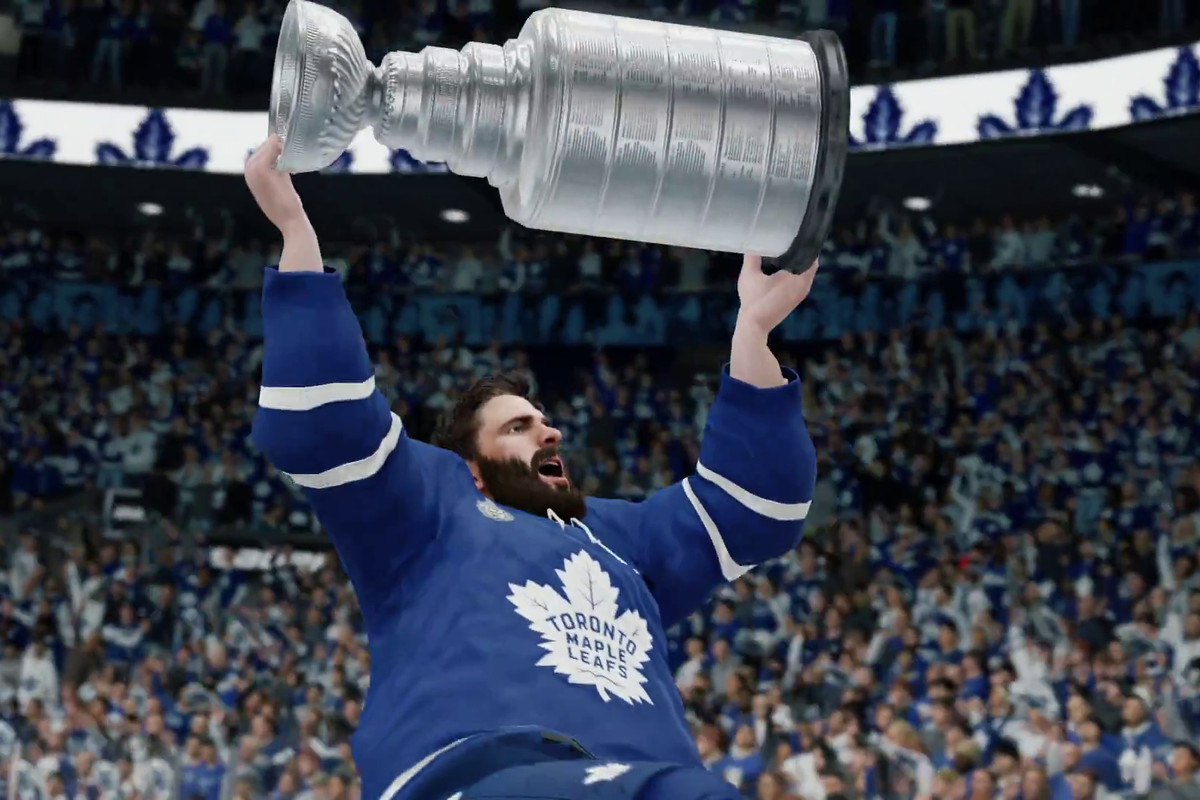 NHL 19 - John Tavares of the Toronto Maple Leafs hoisting the Stanley Cup