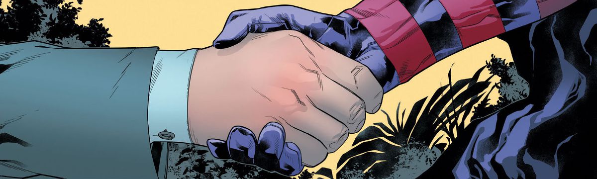 charles xavier and magneto shake hands after learning their individual plans to save the mutants would inevitably fail