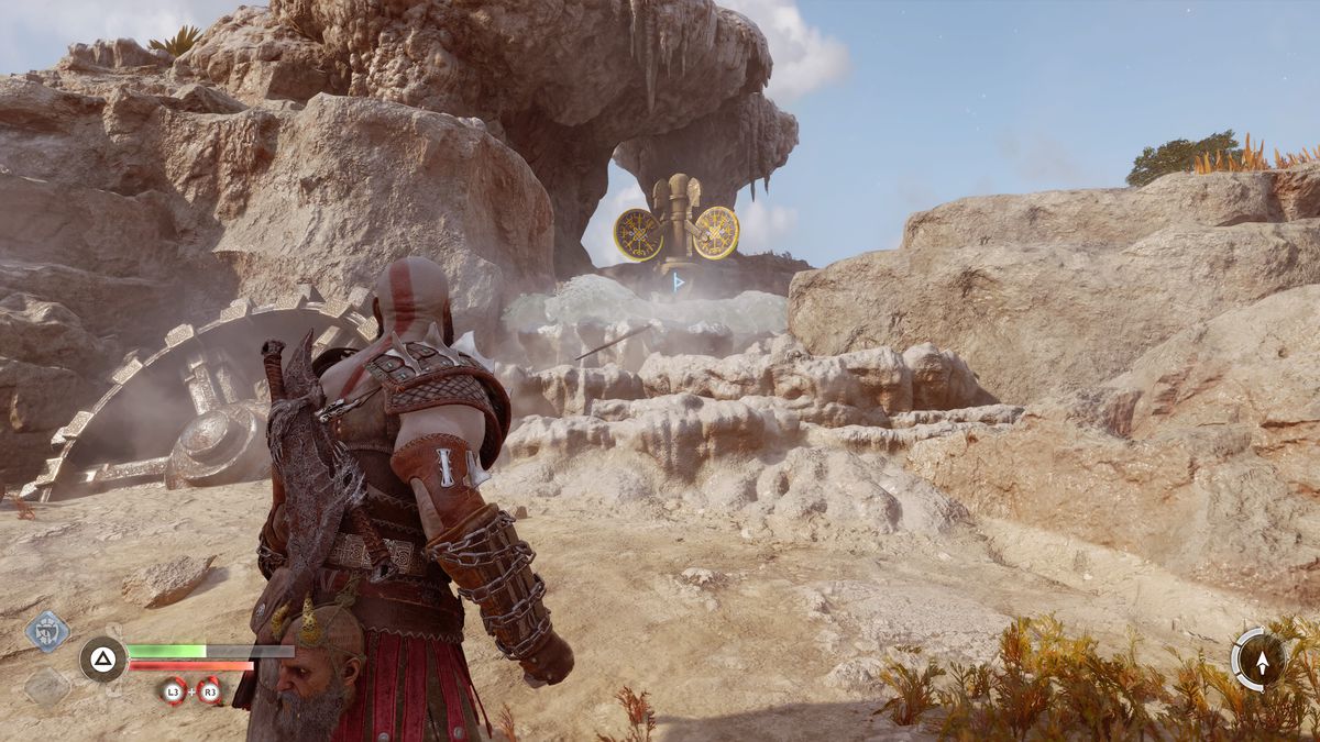 Kratos flips a switch in God of War Ragnarök