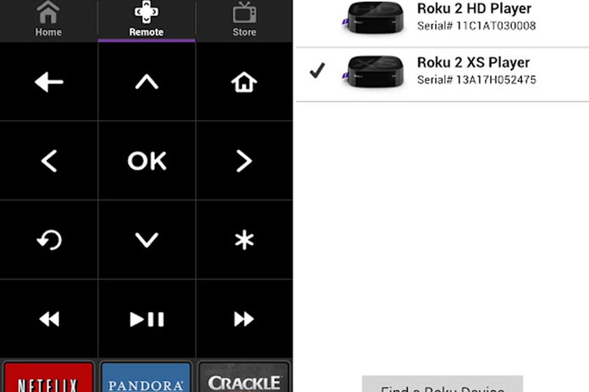 Roku app for Android screenshots