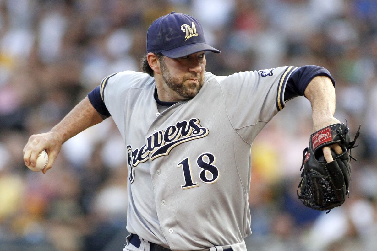 PITTSBURGH, PA - AUGUST 25:  Shaun Marcum #18 of the Milwaukee Brewers pitches against the Pittsburgh Pirates during the game on August 25, 2012 at PNC Park in Pittsburgh, Pennsylvania.  (Photo by Justin K. Aller/Getty Images)