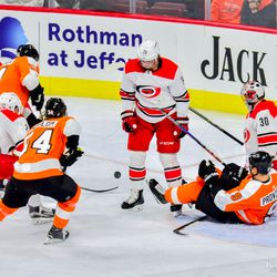 Lindholm about to block a shot