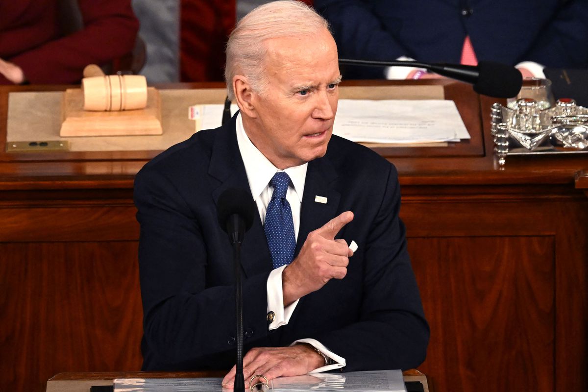 Biden speaks at the State of the Union.
