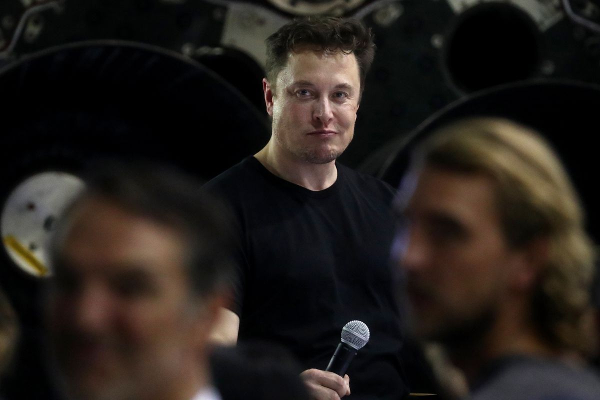 Elon Musk at a SpaceX conference in Hawthorne, California in September 2018. Musk’s behavior has caused consternation over his role at Tesla.