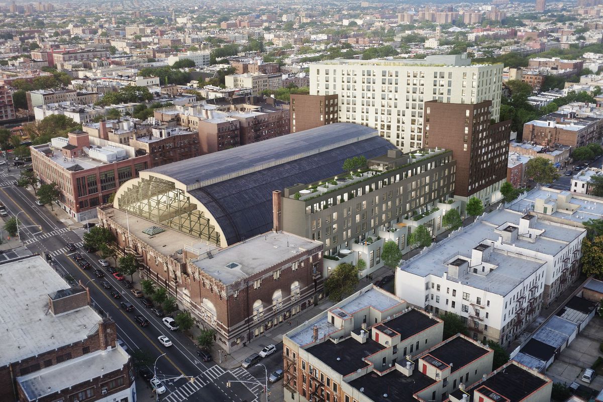Ariel view of Bedford-Union Armory in Crown Heights
