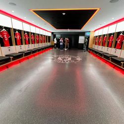 United’s locker room at Old Trafford