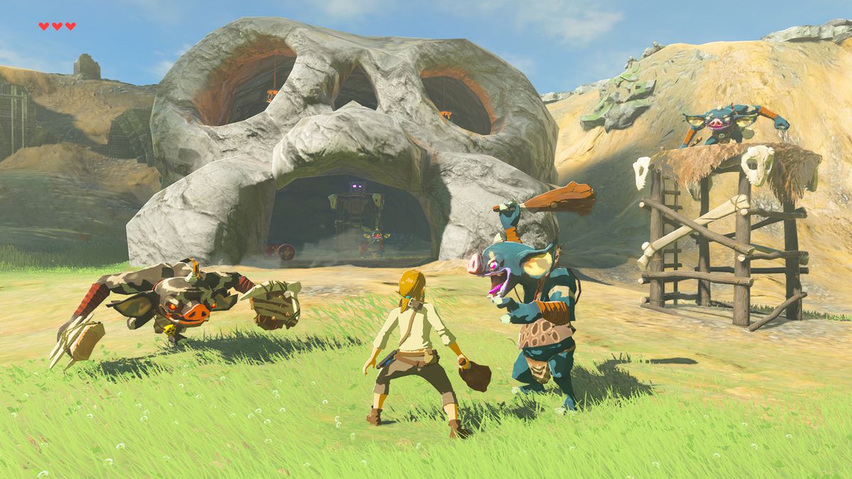 Link in battle with the blue Bokoblins in The Legend of Zelda: Breath of the Wild