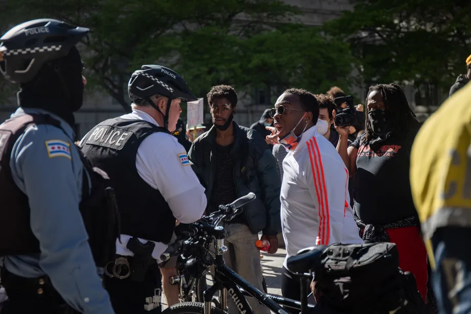 Hundreds of peaceful protesters gather on Daley Plaza on May 31, 2020 to protest George Floyd’s death. Pat Nabong/Sun-Times