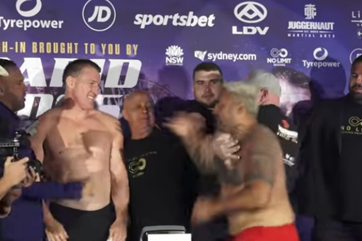 Video: Mark Hunt starts brawl at celebrity boxing weigh-in