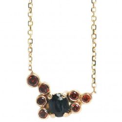 Dark cluster <a href="http://store.mociun.com/#!/393-dark-cluster-necklace/">necklace</a> made of 14K gold, sapphire and red diamonds, $1,288 on store.mociun.com.
