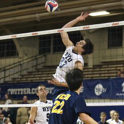Michael Hatch goes up for a hit against UC San Diego in Provo on January 31, 2015.

<img height="1" width="1" src="http://beacon.deseretconnect.com/beacon.gif?cid=248261&pid=7&reqid=141460&campid=" />
