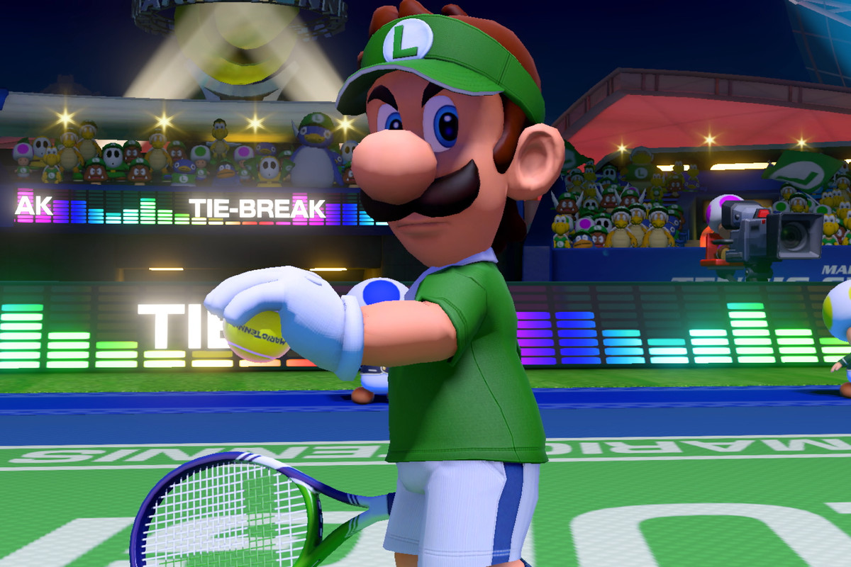 Mario Tennis Aces - Luigi serving in a tiebreaker