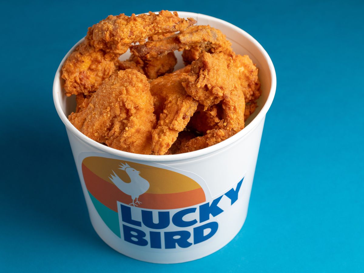 A bucket of chicken from Lucky Bird