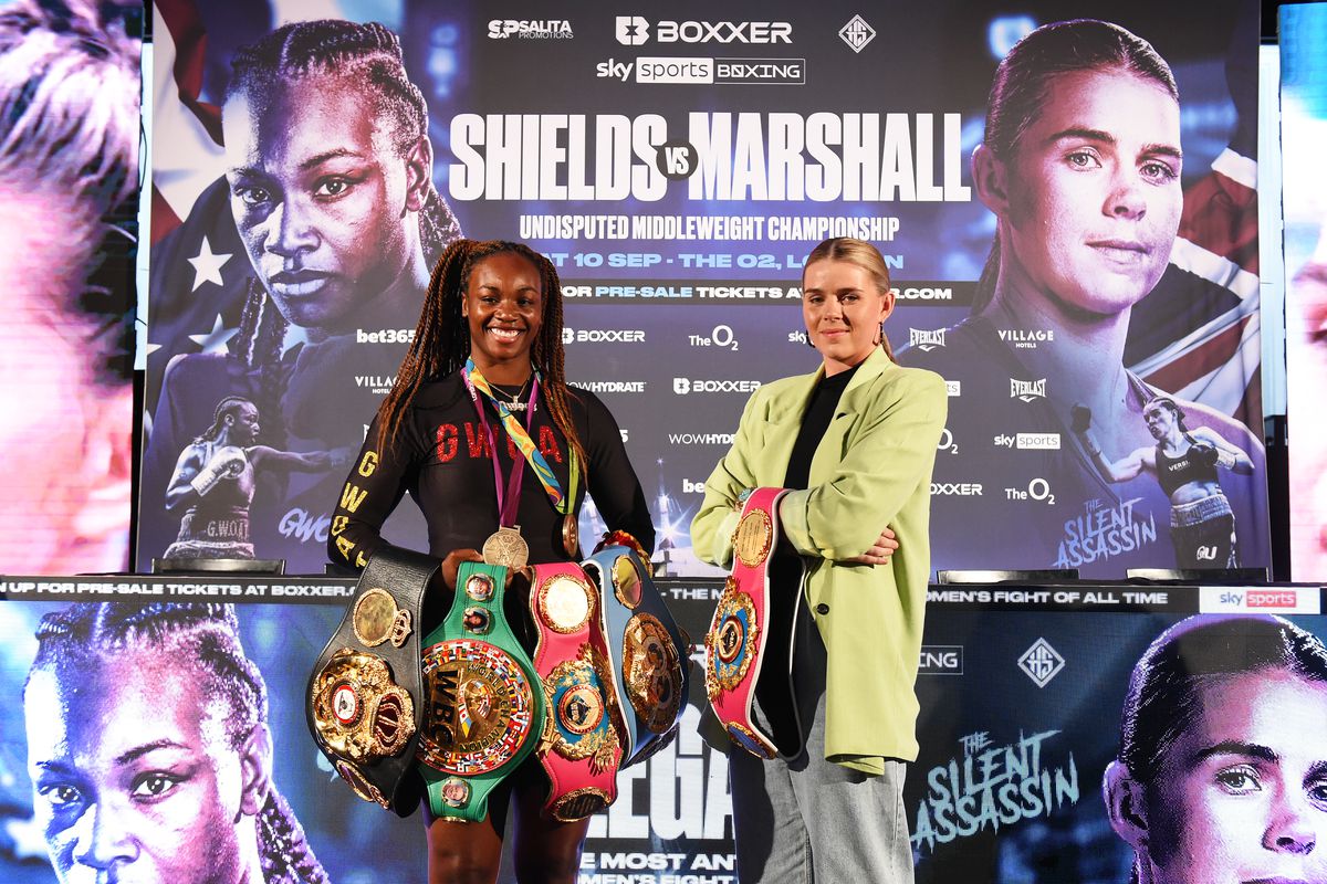 Women’s boxing middleweight champions Claressa Shields and Savannah Marshall.